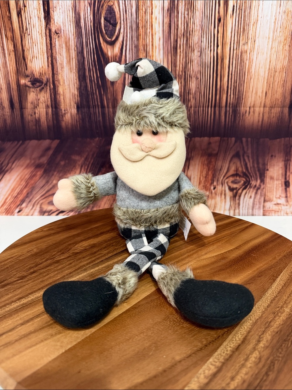 Holiday Santa Plush Décor - Black & Gray